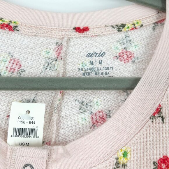 NWT Aerie Floral Snap Waffle One Piece Pajama Set - Picture 6 of 6